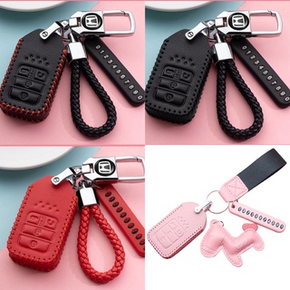 ซองกุญแจหนังแท้ เคสกุญแจ Honda NEW CIVIC  NEW ACCORD แบบ Smart key 4 ปุ่ม genuine leather