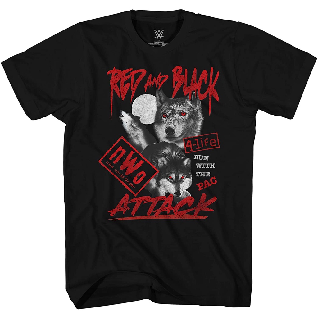 แขนสั้นcrew neckเสื้อยืด พิมพ์ลาย WCW Now Attack World Order Hulk Hogan Scott Hall and Kevin Nash สํ