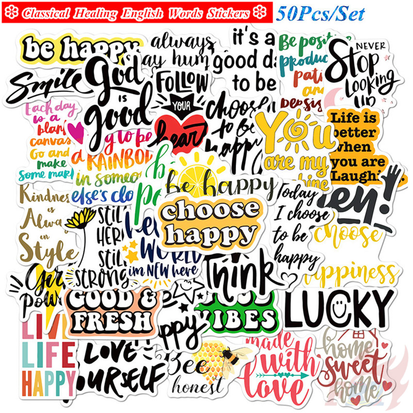 Classical Healing English Words Series 01 - Encouraging Words สติ๊กเกอร์ 50Pcs/Set Waterproof DIY Fashion Decals Doodle สติ๊กเกอร์