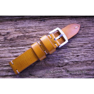 สายนาฬิกาหนังแท้ Vintage Faisol Leather 20 mm.สีเหลืองมัสตาร์ด