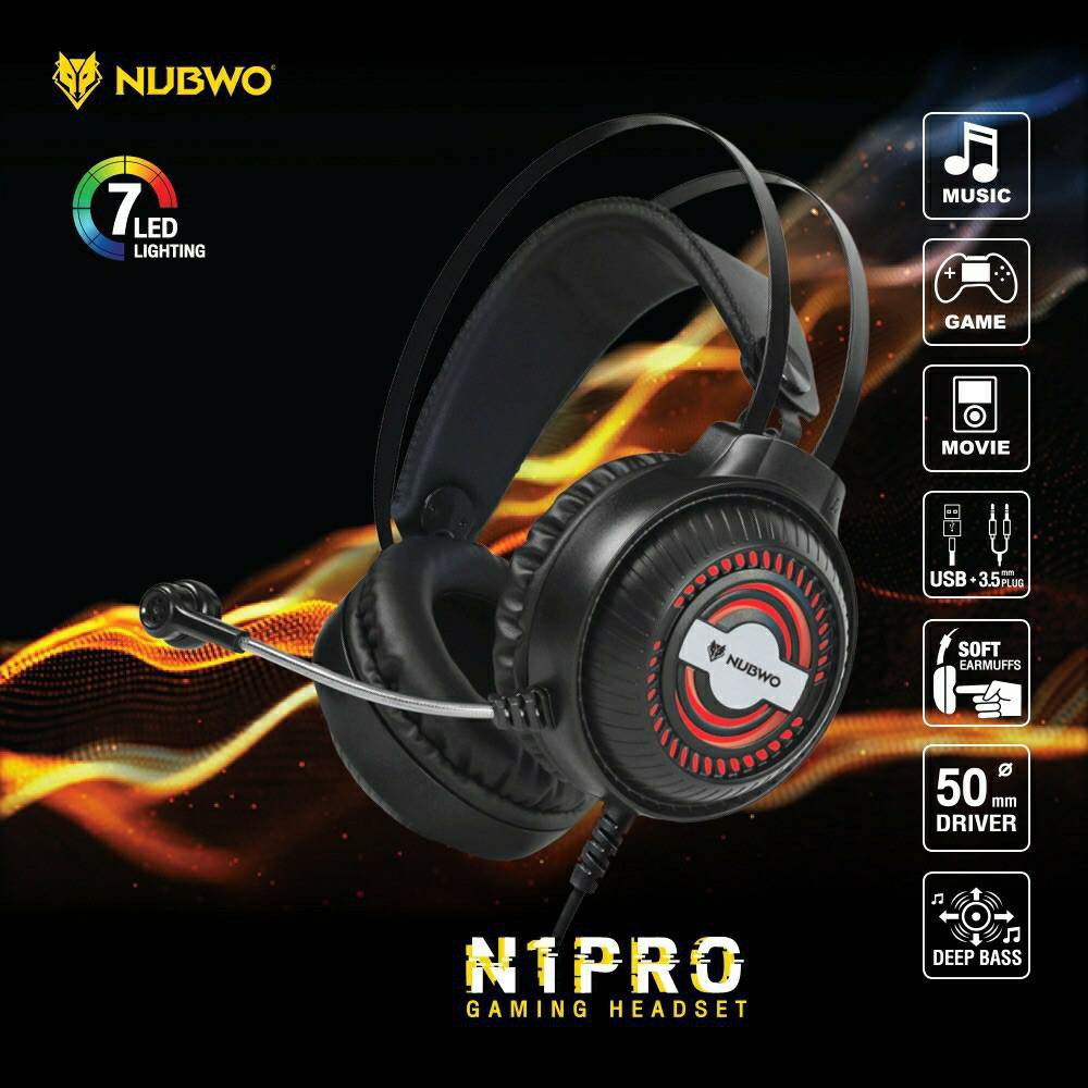 Nubwo N1 Pro Stereo Headset Gaming หูฟังเกมมิ่ง ระบบสเตอริโอ กระหึ่ม