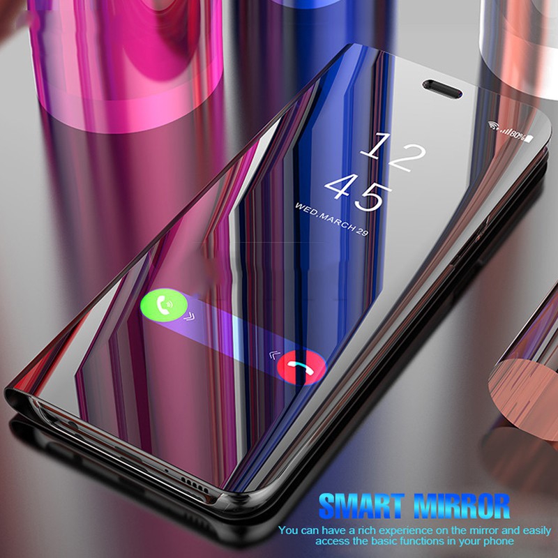 Samsung Galaxy A51 A71 A31 A52 A72 A12 A32 A02 A02S A03S A42 หรูหรา หนัง ดู กระจก ชัดเจน พลิก ที่ยึด ยืน กันกระแทก เคสโทรศัพท์มือถือ