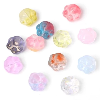 20ชิ้นน่ารักหมีตีนอุปกรณ์เสริมแก้วสีลูกปัดทําเองทําสร้อยข้อมือต่างหูจี้วัสดุ