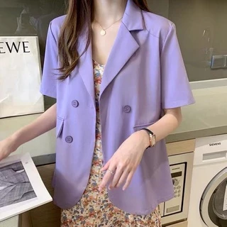 เสื้อสูทแขนสั้น เสื้อคลุมoversize จั๊มสูทแขนสั้น สไตล์เกาหลี ฟิวsummer ผ้าดีสวมใส่สบาย