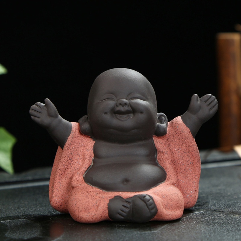 ✹❂☈Buddha Statue, Cute Baby Buddha Decor, Little Monk Figurine Smiling Buddha Decor, Lovely Ceramic Buddha, Chinese Tea