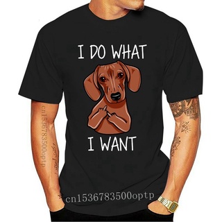 คอตต้อนคอกลมเสื้อยืด ผ้าฝ้าย พิมพ์ลาย DACHSHUND I DO WHAT I WANT Wo ET56WRE21455 สําหรับผู้ชายS-5XL