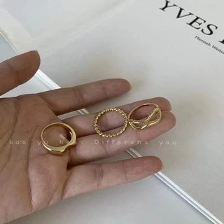 จากไทย 1วันถึง💕ชุดแหวนแฟชั่นสามชิ้น สีเขียว ขนาดเล็ก | สไตล์เรียบง่าย