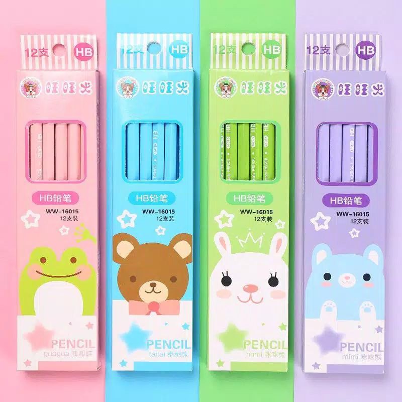 HB ANIMAL Writing Pencils 1 ชุดดินสอ HB ขนาด 12 ชิ้น