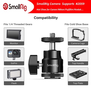 SmallRig 1/4" Camera Hot shoe Mount with Additional 1/4" Screw (2pcs Pack) 2059