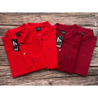 เสื้อโปโลสีแดงสด,สีเลือดหมู (ผู้ชาย,ผู้หญิง) เนื้อผ้านิ่ม ใส…