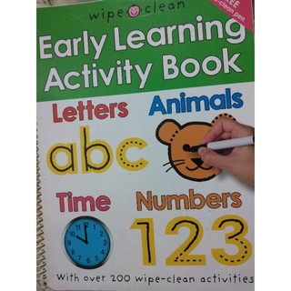 wipe😶clean​  Early.Learning Activity​ book.letter animal.Time.number