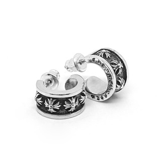 Chrome Hearts Sterling Silver 925 เครื่องประดับเงินแท้ ต่างหู Double Cross Hoop Earring Code:CED019