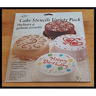 cake stencils variety pack ทำลาย วาเลนไทน์ วันเกิด ตกแต่งหน้าเค้ก 4 ชิ้น 4 ลาย/ชุด ขนาด 20 ซม.