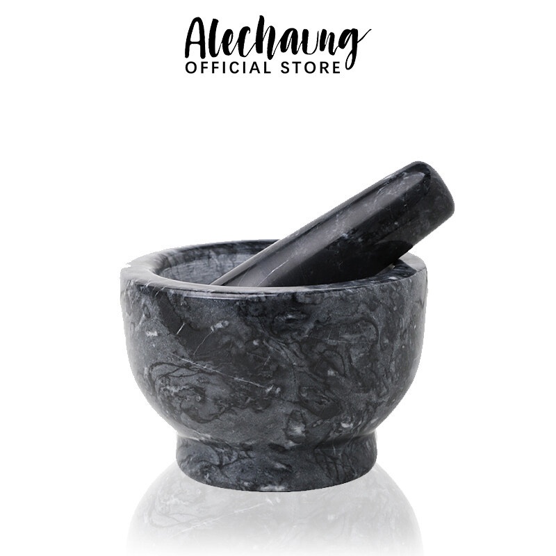 Alechaung ครกหิน ครกตำน้ำพริก ครกเล็ก 4นิ้ว 5นิ้ว พร้อมสาก marble mortar [ครกแตกเคลมจากขนส่ง เคลมได้]