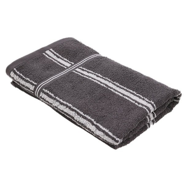 🔥The Best!! ผ้าขนหนู ขนาด 27 x 54 นิ้ว พื้นสีเทาริ้วขาว BESICO Basic Towel Grey w/ White Stripes Size 27 x 54 IN.