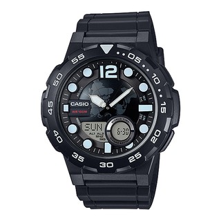 Casio Standard นาฬิกาข้อมือผู้ชาย สายเรซิน รุ่น AEQ-100W,AEQ-100W-1A,AEQ-100W-1AVDF