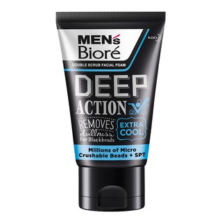 Mens Biore Double Scrub - Deep Action Extra Cool เมนส์บิโอเร ดับเบิ้ล สครับ ดีพ แอคชั่น เอ็กซ์ตร้า คูล 100 g.