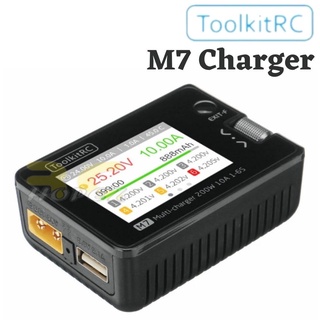 Toolkitrc M7 เครื่องชาร์จอัจฉริยะ 200W 10A LCD 2-6S DC พร้อมตัวตรวจสอบแรงดันไฟฟ้า ESC RX TK-M7