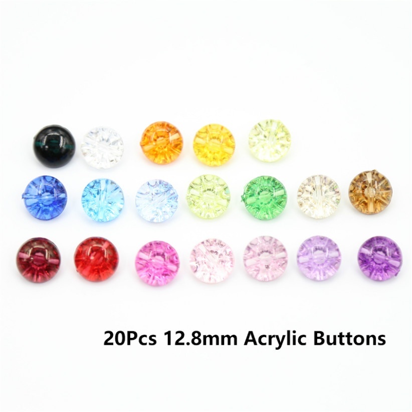 กระดุมอะคริลิค คละสี 4 รู ขนาด 15 มม. 20 มม. สําหรับเย็บผ้า สมุดภาพ DIY 50 ชิ้น