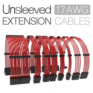 red color silverplated psu extension cords gpu cpu rig mod cords