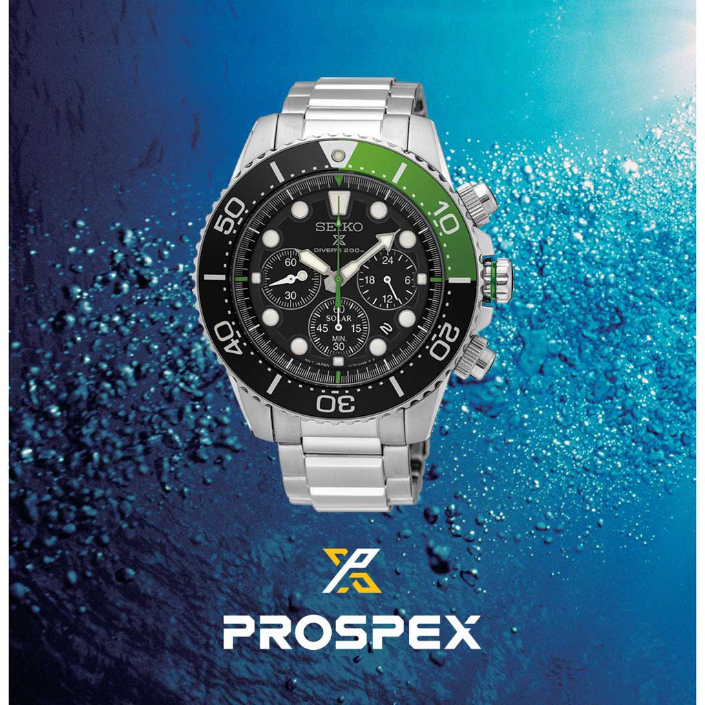 นาฬิกาข้อมือ Seiko Prospex Solar Chronograph SSC615P1 ดำ/เขียว