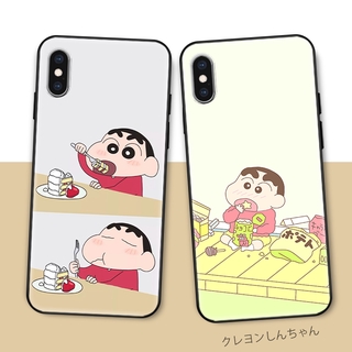 Huawei Y5 Y7 Y9 Prime P40 P50 P60 Pro 2018 2019 230411 เคสโทรศัพท์มือถือแบบนิ่ม ลายการ์ตูนชินจัง สีดํา