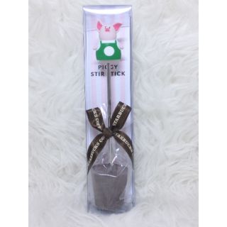 ไม้กวนด้ามเหล็กลายหมูสีเขียว
(Piggy Stir Stick Dark Chocolate cup Starbucks Thaland 2019)​