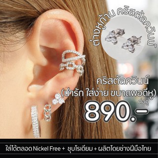 Silvermatters ต่างหูก้านคริสตัลควินน์ (Sparkly Quinn Crystal Earrings)