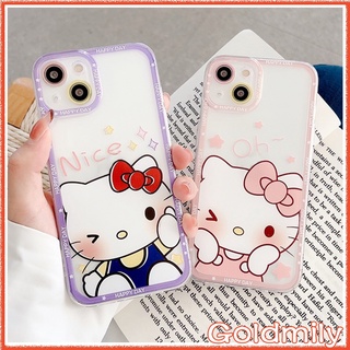 🔥 เคสไอโฟน14พลัส Hello Kitty เคส iPhone 14 เคสไอโฟนใสแองเจิลอายขอบเหลี่ยมน่ารักสไตล์การ์ตูน Apple iPhone 7 i8plus เคสไอโฟนSE3 2022 12 xr เคสไอโฟน11 Xr SE 2022 เคสไอโฟนXR 11 14 เคสi11 Pro Max เคสไอโฟน7พลัส 13 XS X KT Cat Case