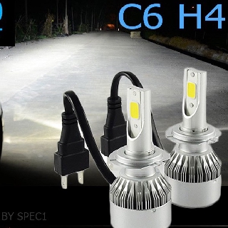 หลอดไฟหน้า LED ไฟหน้ารถยนต์ LED C6 (หลอด H4) แถมฟรี ไฟ T10 1คู่ มูลค่า 250 บาท