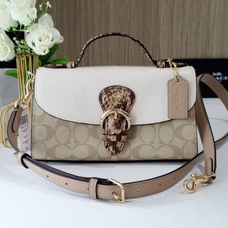 🎀 (สด-ผ่อน) กระเป๋า 9 นิ้ว CA427 Coach Kleo Top Handle In Blocked Signature Canvas