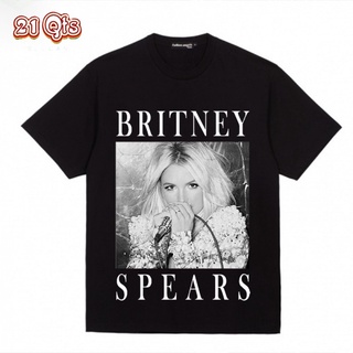 คอลูกเรือเสื้อยืดคอกลม$!21 สินค้าเดิม/เสื้อยืดคอกลม/Britney Spears !/สีดำ&amp;สีขาว！ผ้าฝ้ายแท้