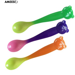 Ameesi Bear Head Safety ช้อนสำหรับตรวจจับอุณหภูมิช้อน Baby Flatware Children Tableware