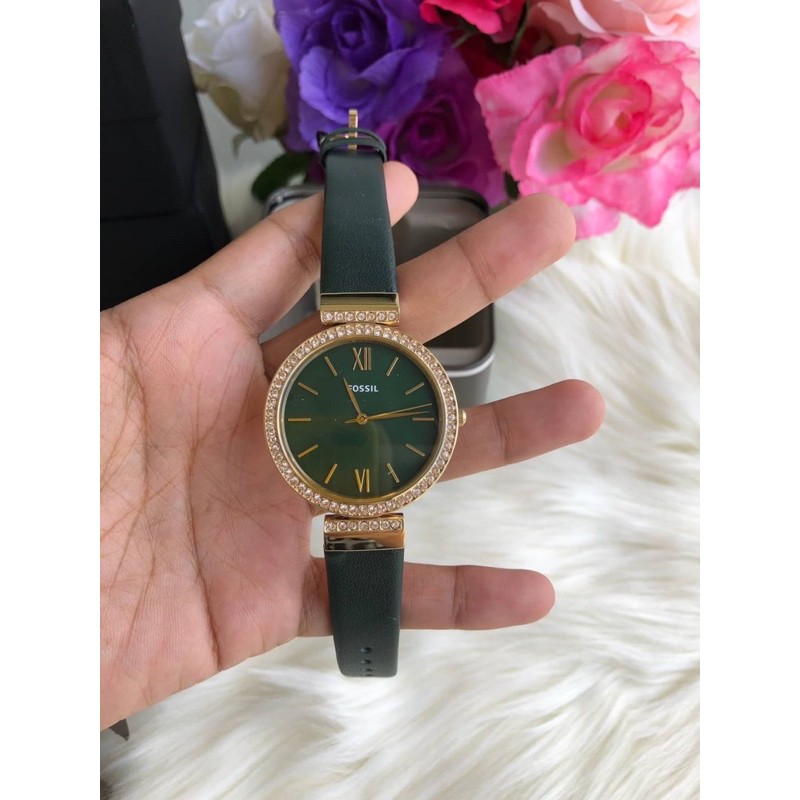 นาฬิกา Fossil Madeline Three-Hand Dark Green Leather Watch ES4642 สีเขียว