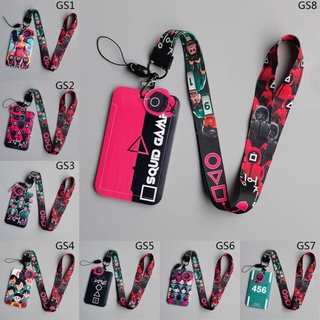 Squid game ป้ายห้อยบัตร cardholder +Neck Lanyard กรอบใส่บัตร พร้อมสายผ้าคล้องคอ ที่ใส่บัตรกรอมบัตร สายคล้องบัตร ใส่บัตรพนักงาน สายคล้องคอ ใส่บัตรพนักงาน บัตรนักเรียน ลายโดเรม่อนน่ารัก Squid Game