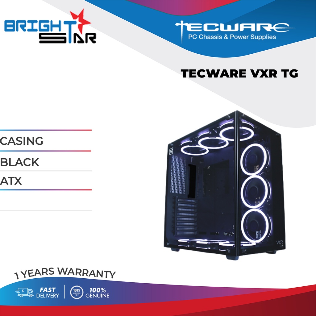 เคส PC TECWARE VXR TG / (สีดํา, สีขาว) / ATX / รับประกัน 1 ปี /