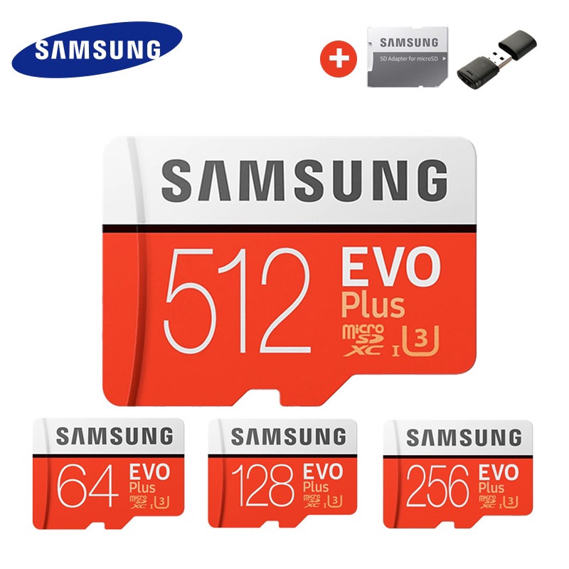 การ์ดหน่วยความจํา Samsung Micro SD Card 256GB 32G 64GB Microsd Micro SD 128GB 512G SDHC SDXC Grade EVO + C10 UHS TF SD Cards