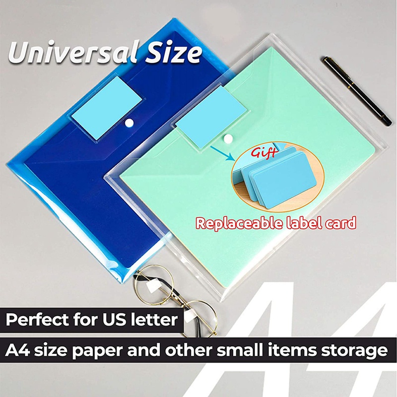 24-Piece Plastic Envelope File Folder with Pocket Document Folder A4 ...