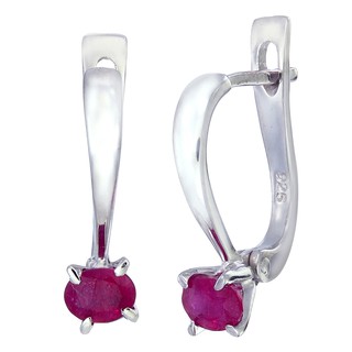 ต่างหูทับทิมแท้ เงิน 92.5 % ชุบโรเดียม Earring ruby  silver 92.5 % Rhodium plating