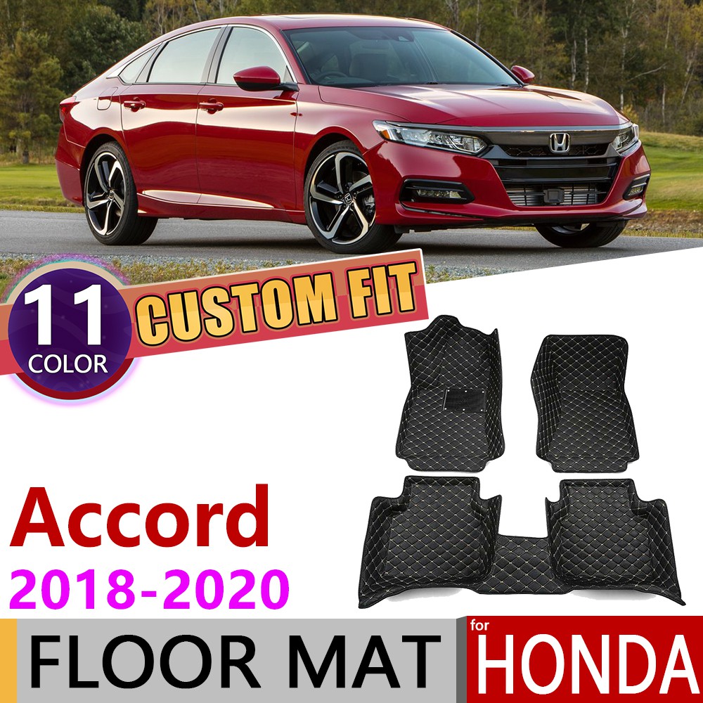 สําหรับHonda Accord CV1 CV2 CV3 2018 2019 2020 5 ที่นั่งที่กําหนดเองรถหนังเสื่อWaterproolเท้าPadพรมอ