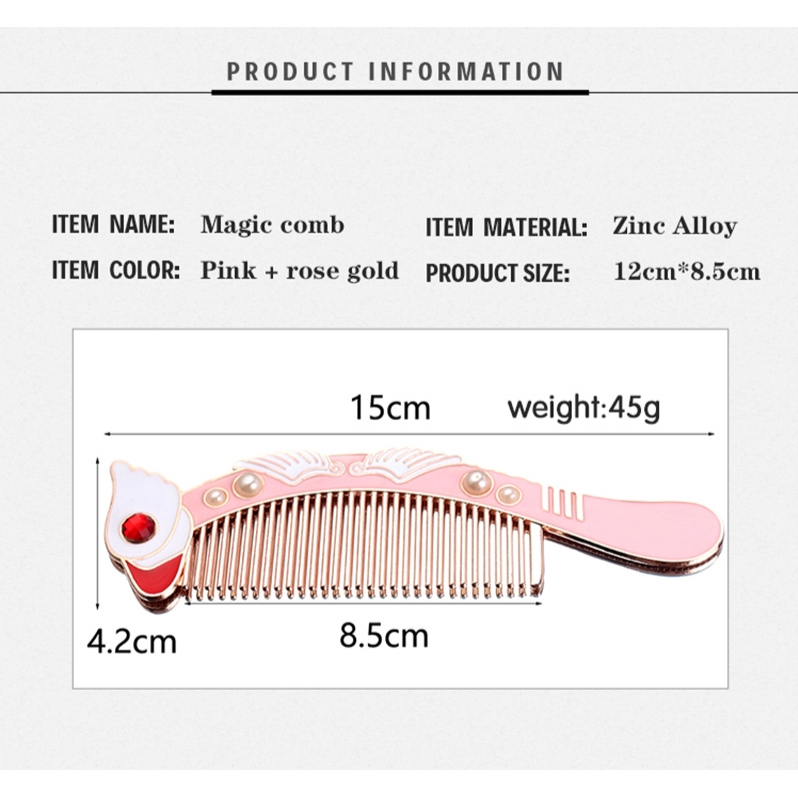 Pink Cardcaptor Sakura Comb Handle Beauty Bird Head Magic Comb Angel ...
