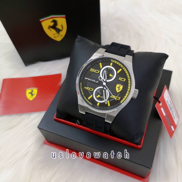 ⭐️ผ่อน0%~ส่งฟรีไม่ใช้Code นาฬิกาข้อมือ Ferrari Scuderia Speciale Black Dial Men's Watch 0830355