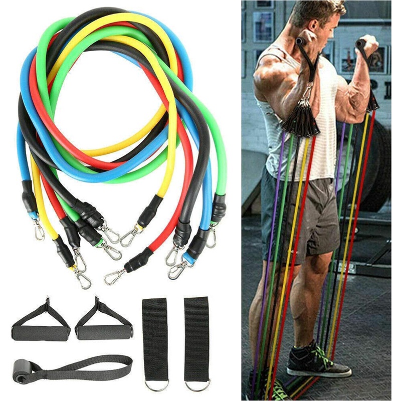 11pcsset Pilates Home Pull Rope Fitness Latex Tube Resistance Bands Exercise Gym Yoga Training 5845