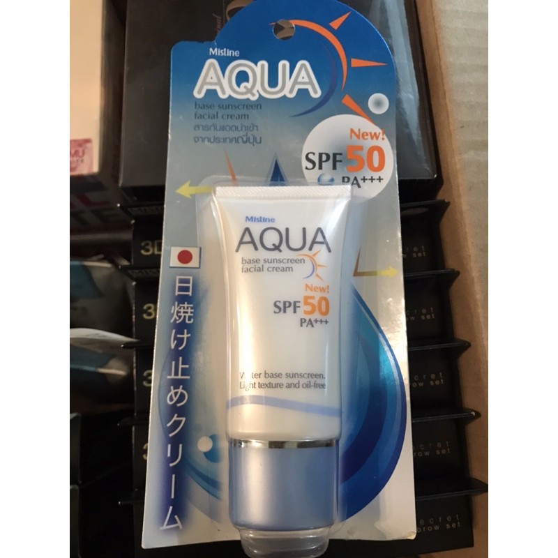 Mistine Aqua Base Sunscreen Facial Cream SPF 50 PA+++ 20g.