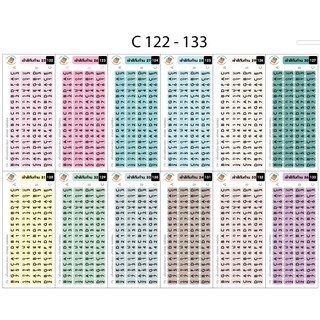 สติ๊กเกอร์โน๊ต  คีย์ C (C122-133)  ติด Kalimba 17 ก้าน รวมคี…