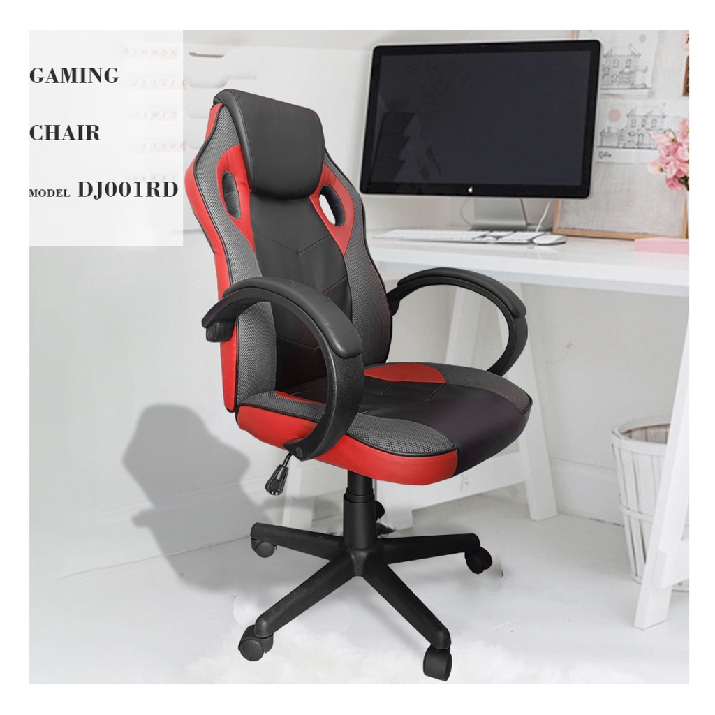 GlobalHouse SMITH เก้าอี้เล่นเกม รุ่น DJ001RD ขนาด 63x68x116ซม. สีแดง สินค้าของแท้คุณภาพดี