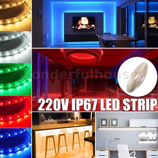 สายไฟ LED 220V 240V IP67 กันน้ํา 3528 SMD สีขาว สีฟ้า