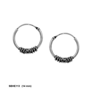 SILVER THAI        silver bali hoop earrings 14 mm.9 ต่างหูชนิดวงลมขนาด9mm