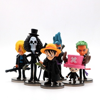 โมเดลตุ๊กตาอนิเมะ One Piece แฮนด์เมด สีดํา 6 แบบ สําหรับเป็นของขวัญวันเกิด รถยนต์