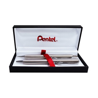 PENTEL ชุดปากกาลูกลื่น และ ดินสอกด รุ่น QBA810C (สีเงิน)